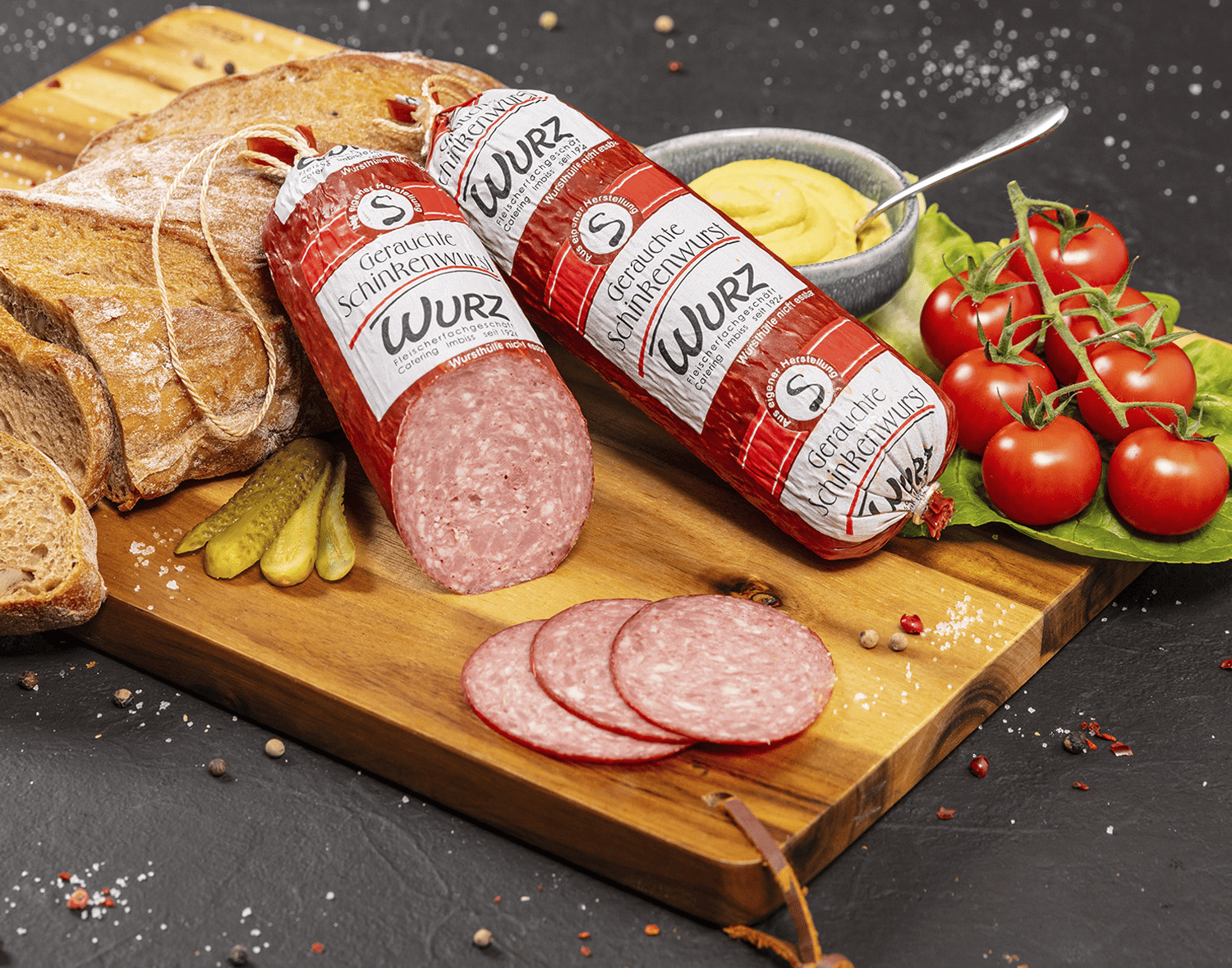 Gerauchte Schinkenwurst Portionswurst